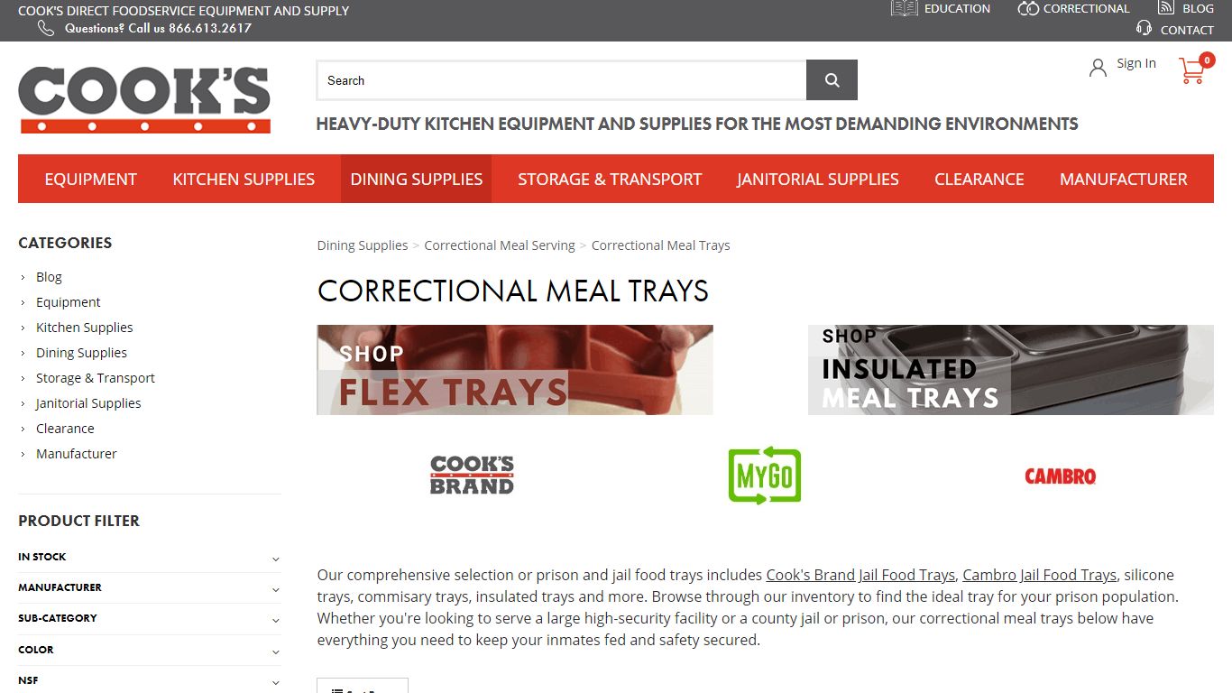 Correctional Meal Trays | Cook's Direct